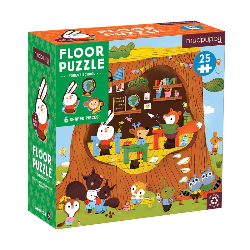 Mudpuppy Forest School 25 Piece Floor Puzzle with Shaped Pieces - Image 1